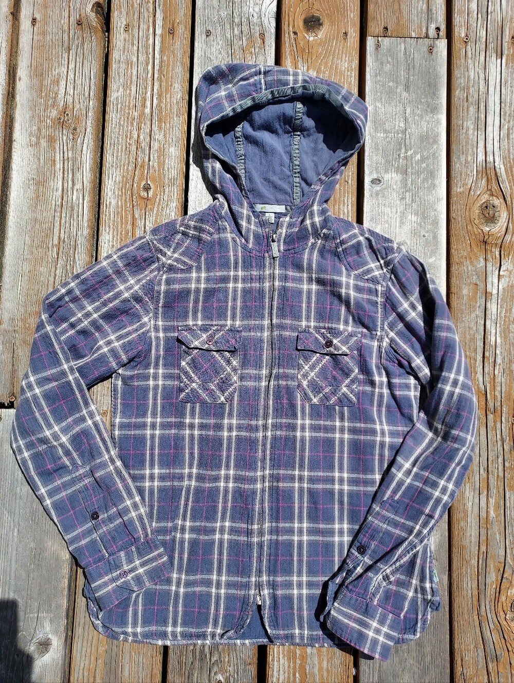 Horny Toad Flannel Hooded Zip Up Jacket